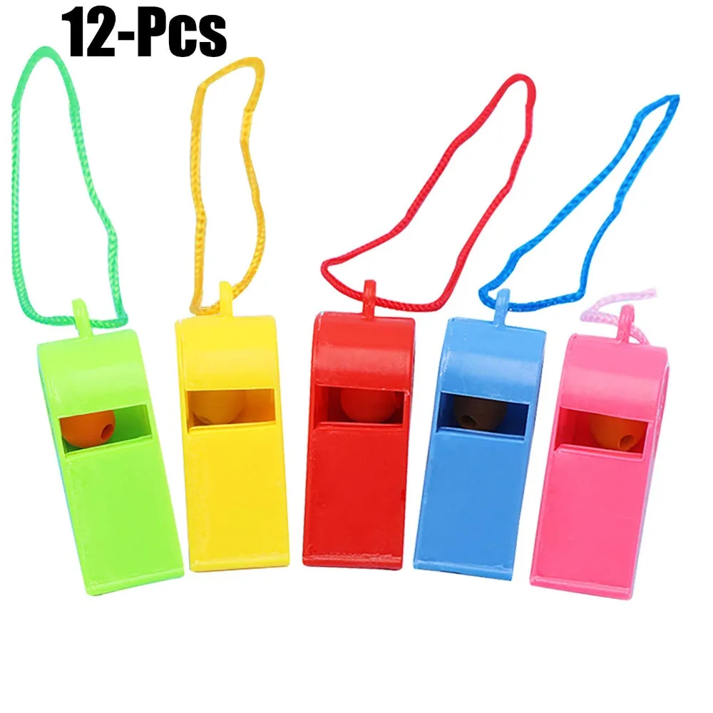 

FunPa 12PCS Party Whistles Noise Maker Colorful Party Favors Toy Whistles With Lanyards For Party Sports In Random Color