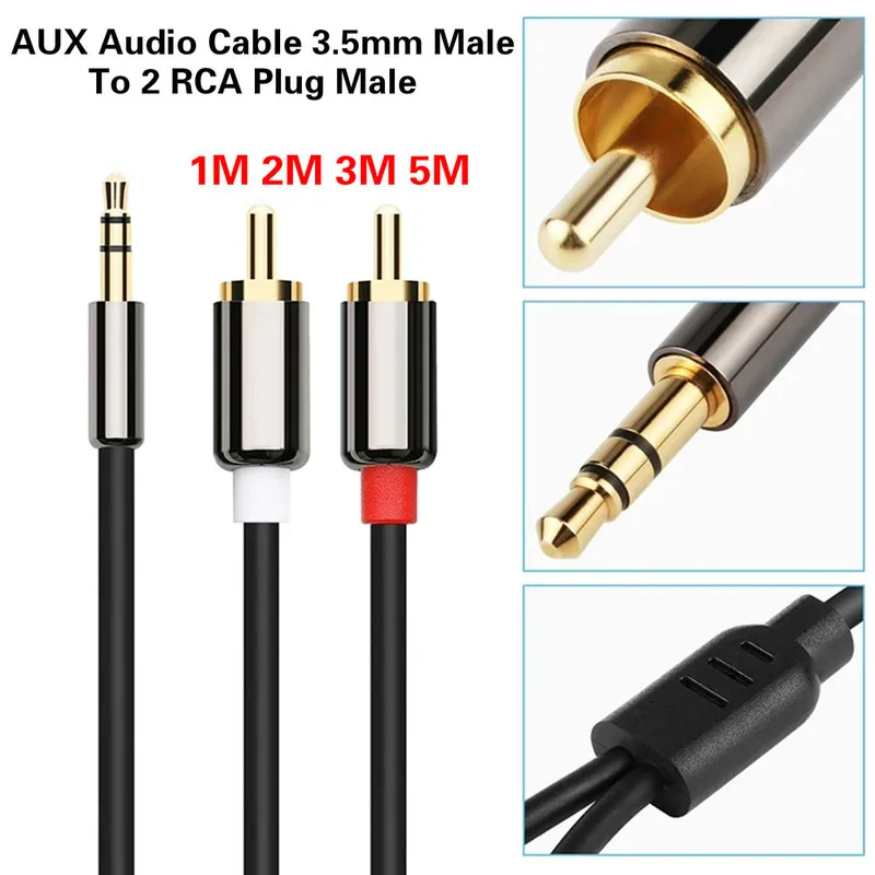 AUX аудио кабель 3 5 мм штекер 2RCA стерео Шнур для IPhone IPod MP3 DVD гарнитура планшета Bluetooth