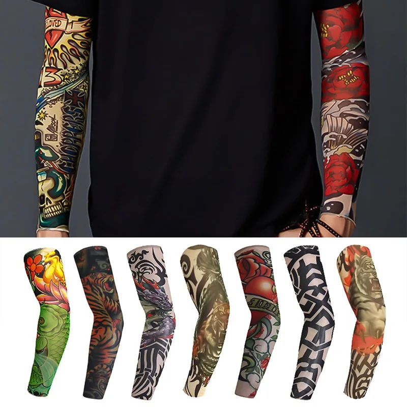 1 PIECE Elastic Arm Sleeves Temporary 3D Tattoo Sleeve Body Arm ...