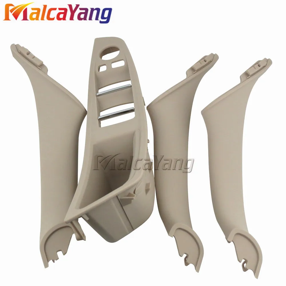 Best 4 x For BMW 5 series F10 F11 LHD Left Hand Drive Car Interior Door Armrest Handle Inner Panel Pull Trim Cover Black Gray Beige