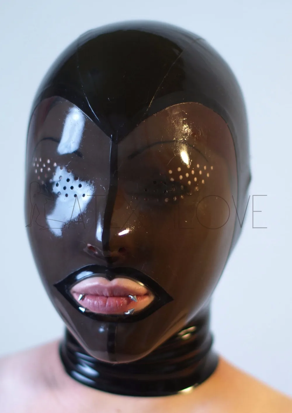 Transparent-Brown-Black-Latex-Natural-Full-Face-Hood-Fetish-Open-Pinhole-Eyes-Open-Mouth-with-Back-Zipper
