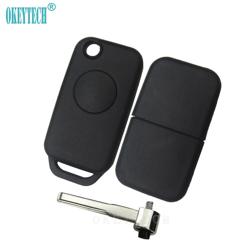 

OkeyTech Filp Folding 1 Button Remote KEY Case Shell Replacement Uncut Blade For Mercedes for Benz W168 W124 W202 1984 2004