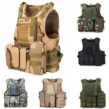 

Military Airsoft Paintball Vest Molle Combat Plate Carrier Tactical Vest Outdoor Hunting Clothes Body Armor W/ Magazine Pouch