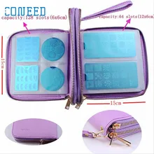 Дизайн ногтей шаблон печати карты Вышивка Крестом Пакет кожа ногтей штамповки пластины сумка 128 Слоты папку Маникюр Stamp Трафарет Держатель(China)