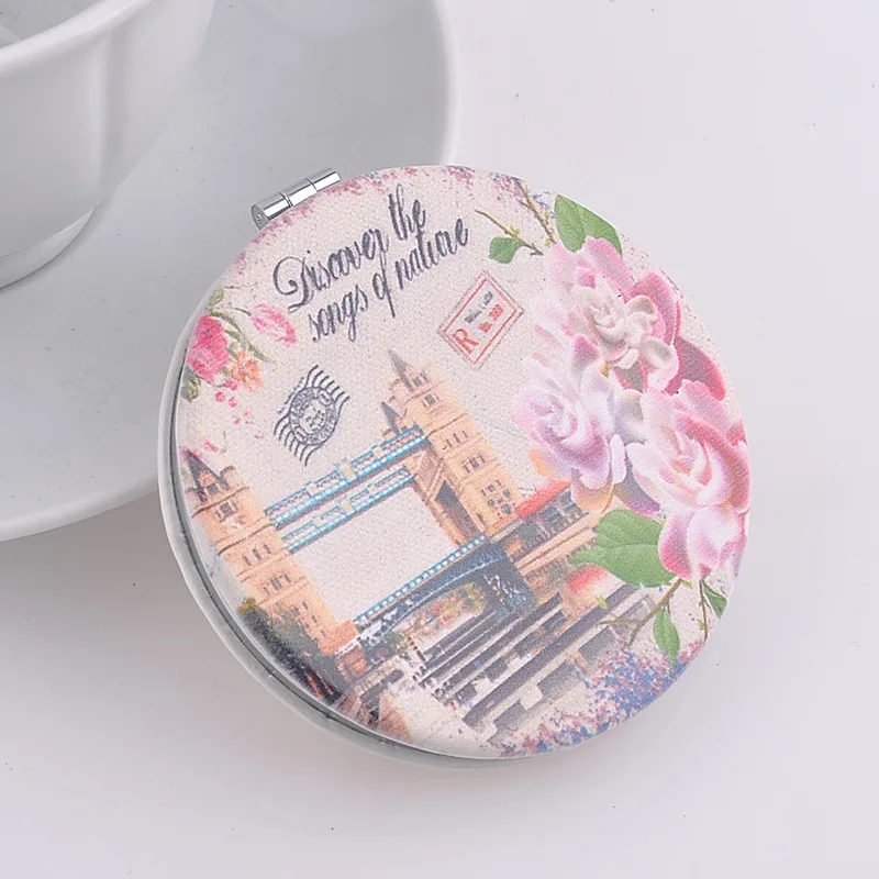 

Creative PU leather mirror leather mirror Tower UK portable folding mirror mixed design round shape