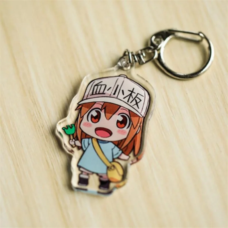 Anime Hataraku Saibou Erythrocyte Platelet Keychain Acrylic Keyring Key chain Pendants