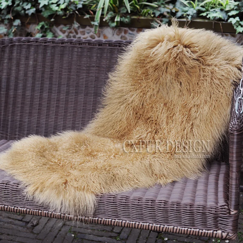 

CX-D-24T Great Quality Mongolian Lamb Fur Blankets Real Fur Carpet