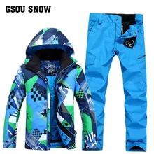 GSOU снег мужской лыжный костюм одноплатный для активного спорта, ветрозащитные теплые дышащая водонепроницаемая куртка лыжные брюки для мужчин размер s-xl