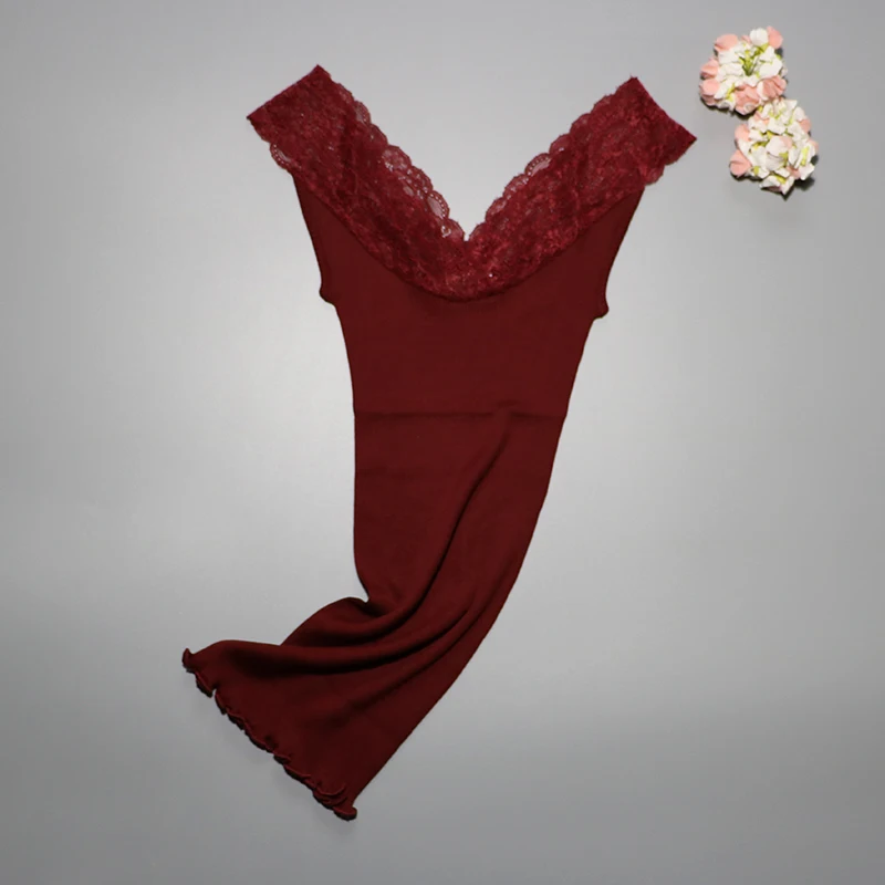 

Woman Spring 70% Silk Bodycon Tanks Female Summer 30% Cotton Thin Stretch Tees Lady Silk Fold Outerwear Women Lace Silk Tops