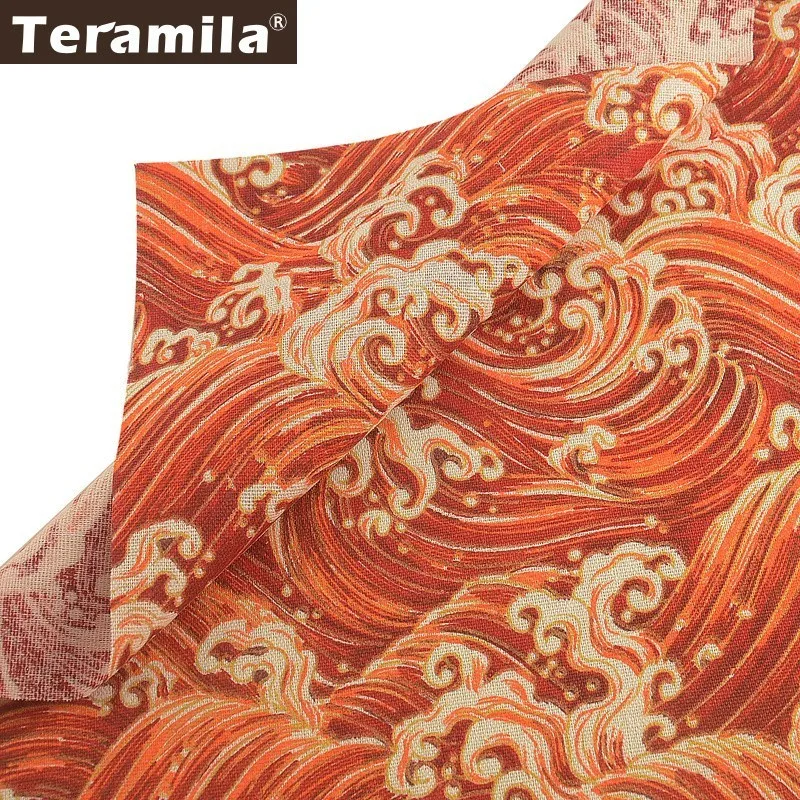 

Teramila Canvas Fabric Meters Red Cotton Linen Cloth Ankara African Telas Tissu DIY Patckwork Tablecloth Material Cushion Bag