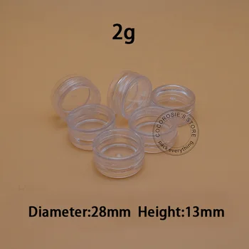 

100PCS 2g Transparent Cream Jar 2ml Clear Plastic jar empty cosmetic container powder case