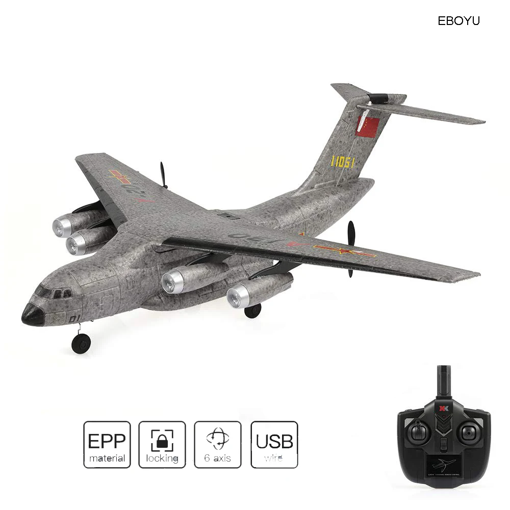 WLToys XK A130 RC Airplane 2.4G 3CH Xian Y-20 Model Military Transport Aircraft EPP Remote Control Airplane Fixed-Wing RTF Toy