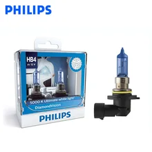 Philips HB4 9006 12V 55W Diamond Vision 5000K супер белый светильник, галогенные лампы, автомобильный головной светильник, противотуманные фары P22d 9006DV S2, пара