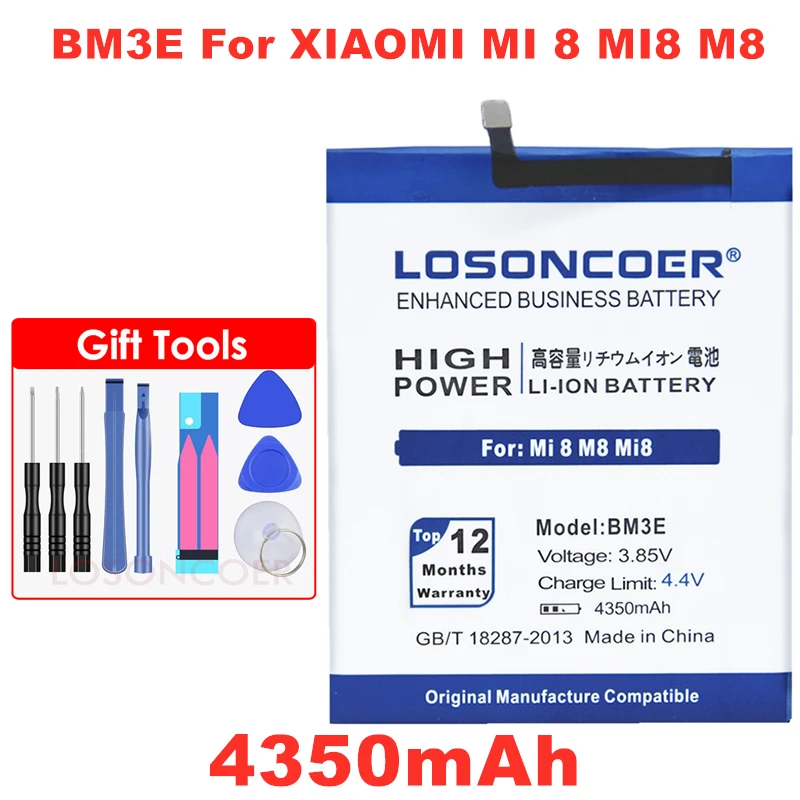 

LOSONCOER 4350mAh BM3E Replacement Phone Batteries For Xiaomi Mi 8 Mi8 M8 Real Genuine Mobile Phone Battery