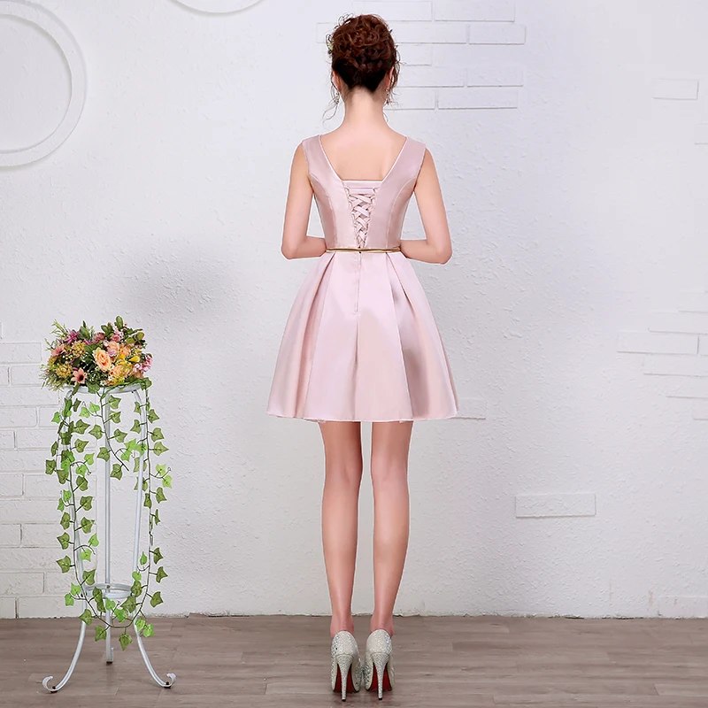 Robe De Soiree 2016 новое Простое Элегантное ТРАПЕЦИЕВИДНОЕ Розовое Вечернее Платье До