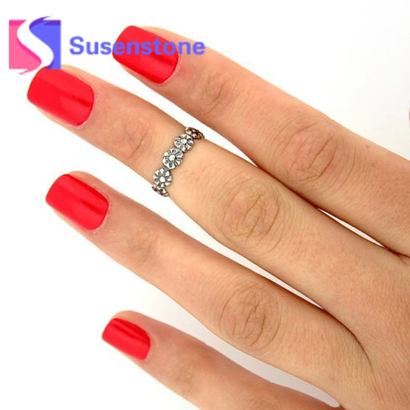 2pc Silver Simple Floral Open Adjustable Toe Ring Foot Beach for Women