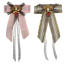 Женская мода атласная лента ручной работы галстук-бабочка рубашка Зажимы для галстука брошь булавки рубашки воротник Стрекоза ювелирные изделия DE15