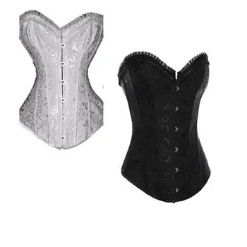 

Floral Brocade Steel Boned Corset Lace-up Back Overbust Bridal Corset for Women