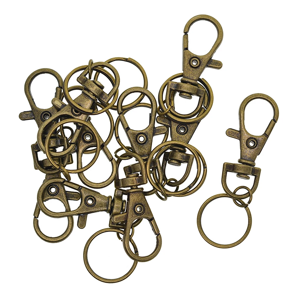 

10 Pcs Bronze Lobster Clasps with Spit Keyring Swivel Lanyard Snap Hook with Key Rings Split Ring Jewelry Findings