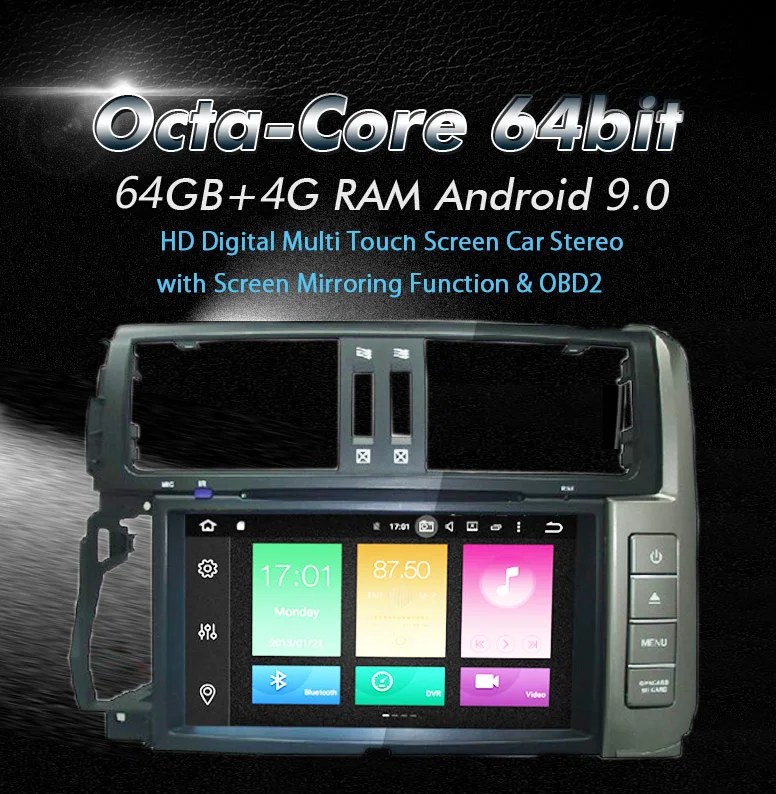 Top COIKA Octa Core Android 8.0/9.0 Car DVD Player For Toyota Land Cruiser Prado 2010-2013 Mirror Screen GPS Navi WIFI DVR AUX BT 4G 2