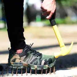 Мужской, большого размера пирсинг Уличная обувь для мужчин сталь носком кепки Военная Униформа безопасность рабочие ботинки камуфляж