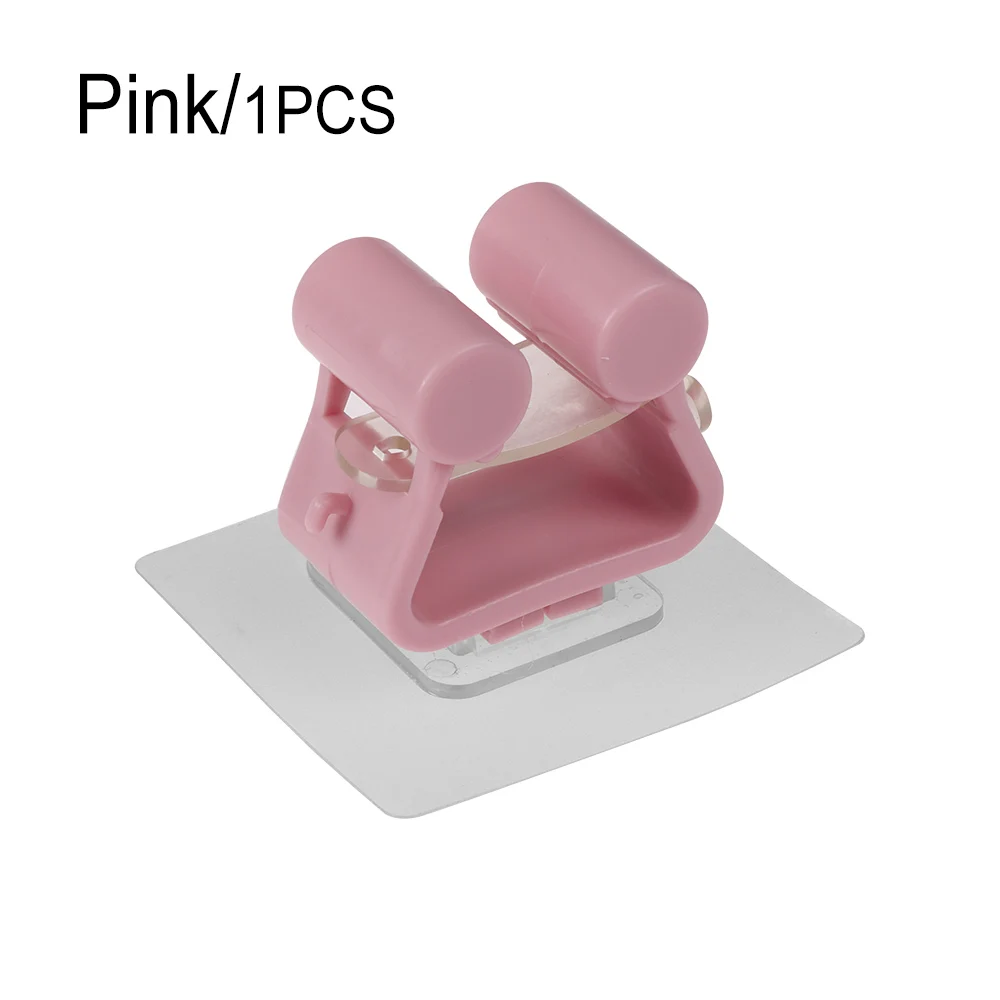Прочный 4 цвета настенный держатель для швабры щетка метла вешалка для хранения шкаф-органайзер для кухни крючки и рельсы для дома и кухни инструменты - Цвет: Розовый