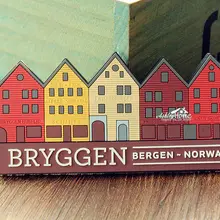 Bryggen Bergen Norway ТУРИСТИЧЕСКИЙ СУВЕНИР 3D резиновый магнит на холодильник