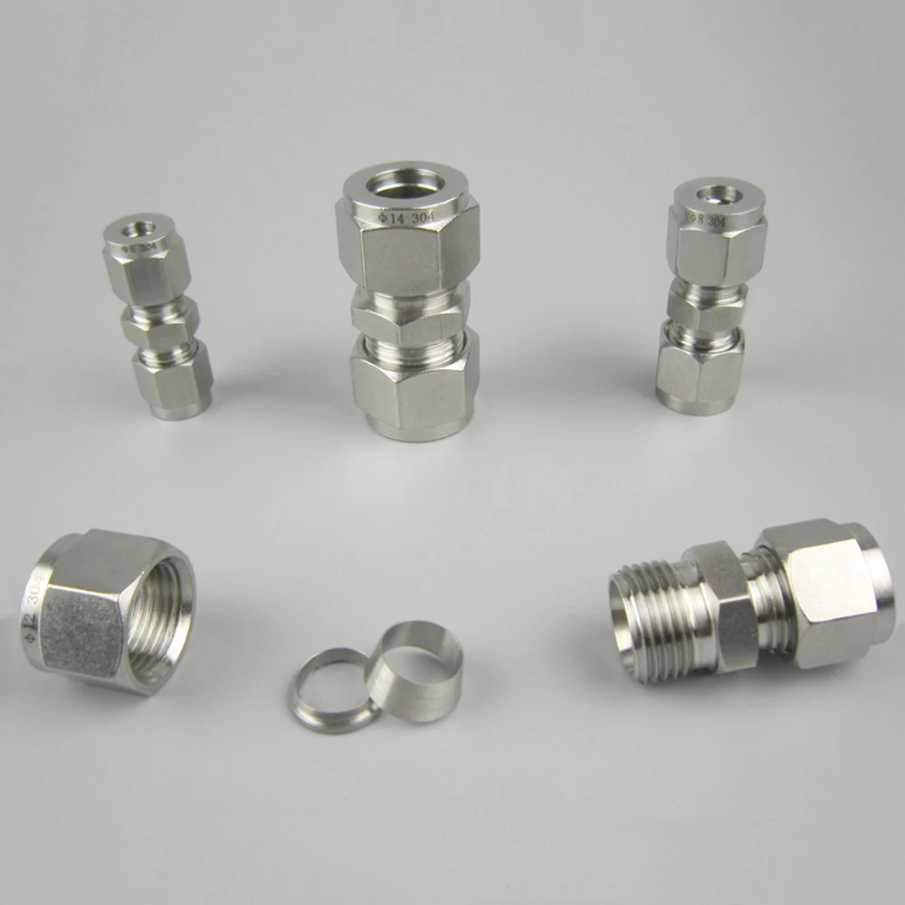 

1/8" 1/4" 3/8" 1/2" 3/4/6/8/10/12/14/16/18/20/25/30mm OD Double Ferrule Compression Union Connector Stainless 304