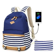 

2018 Sale Limited School Bags Mochila Escolar Spot Wholesale Stripe Colours Han Edition Navy Wind Bag Backpack Female Students