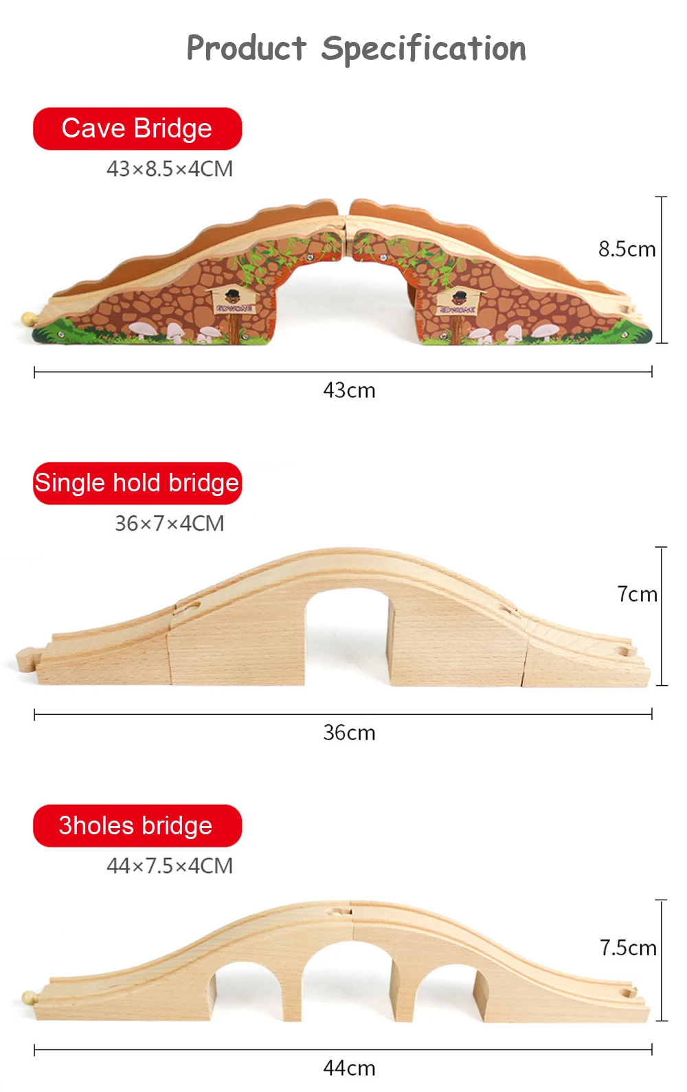 Beech Wooden Train Track Railway Bridge Tunnel Accessories Fit for Brio Wood Train Pieces Educational Toys for Children Gifts monster truck toys