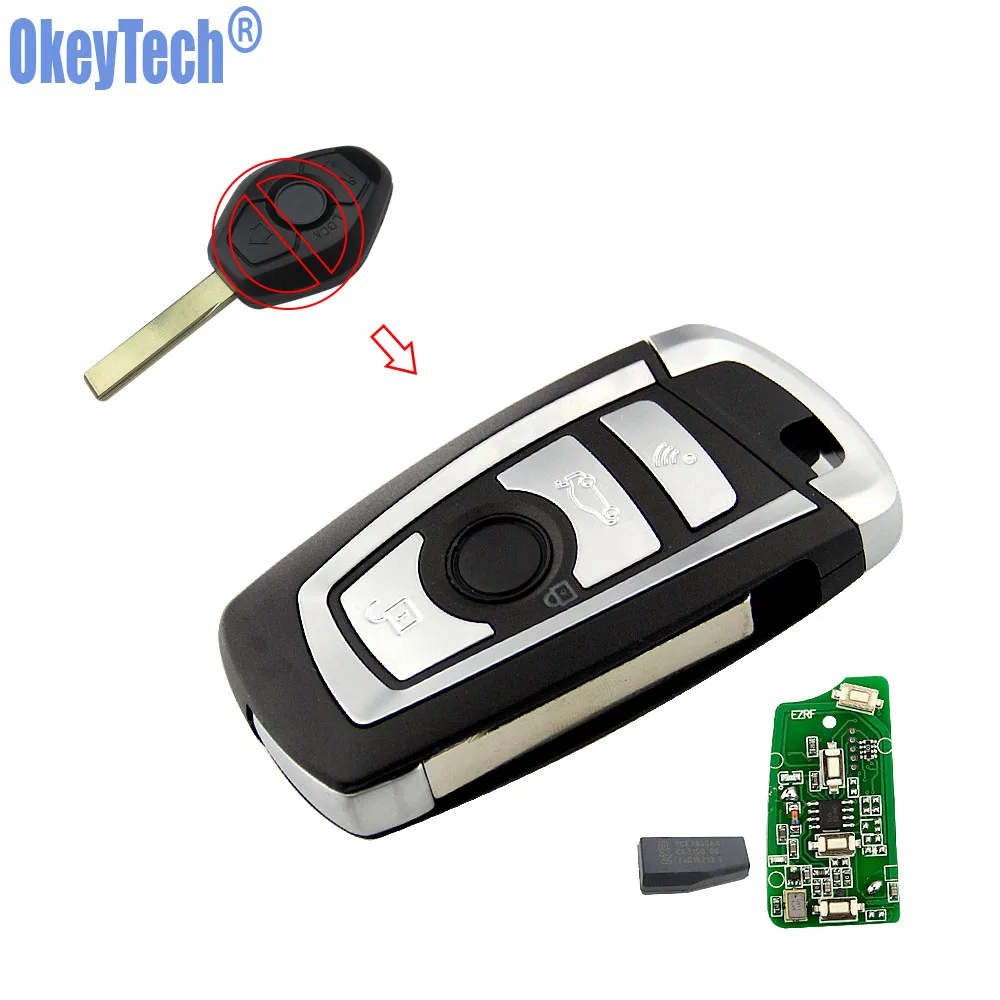 OkeyTech изменение Flip 4 Кнопка 315/433 Мгц дистанционный ключ для BMW EWS 325 330 318 525 530 540 E38 E39 E46 M5 X3 X5 HU92 ID44 PCF7935