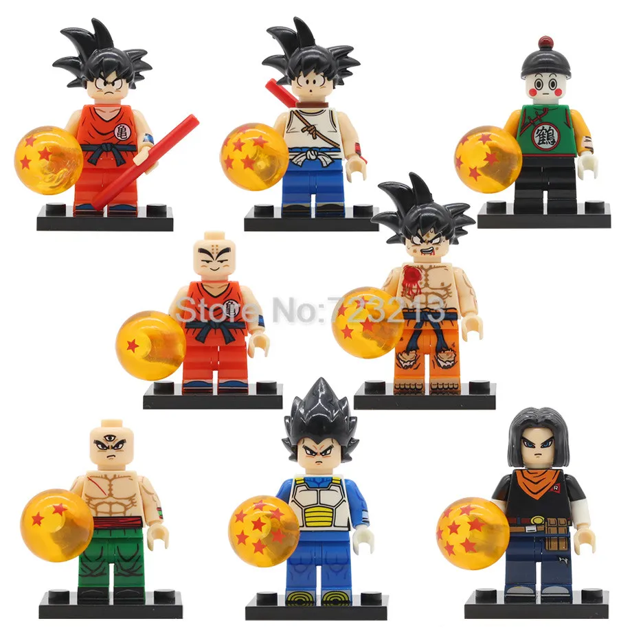 Dragon Ball 8 шт./компл. мультфильм рисунок комплект Сон Гоку Вегета Krillin tien shinhan Chiaotzu Building Block модели игрушки для детей