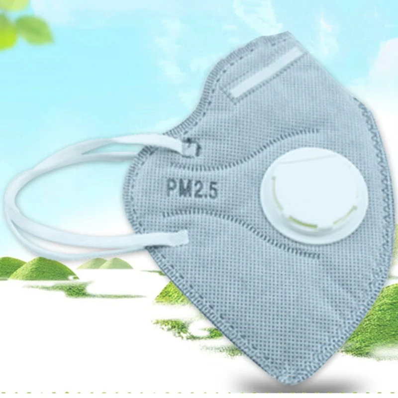 

5pcs/set Anti Dust PM 2.5 Mask Anti Influenza Breathing Valve Non Woven Fabric Folding Filter Mask Adult Safety Masks