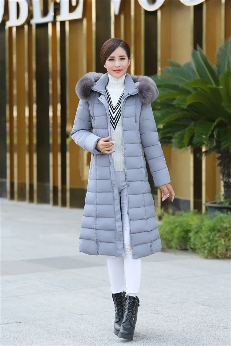 Long Manteau rembourré Haute La red Coton Plus Hiver A690 Capuchon Fourrure Qualité À De Mince 5xl Épaissir Parkas Col green 2017 gray Black Femme Taille Xl wwxZfCq8z
