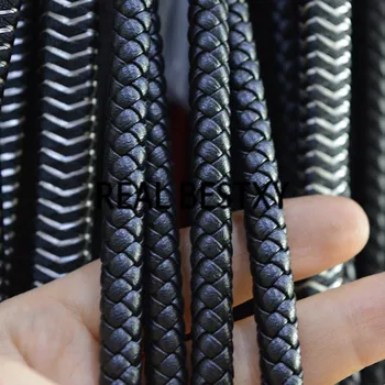 

REAL BESTXY 5m/lot Round Braided Leather Cord For Bracelets Necklace High Quality Rope for Jewelry Making DIY Thread Accessories