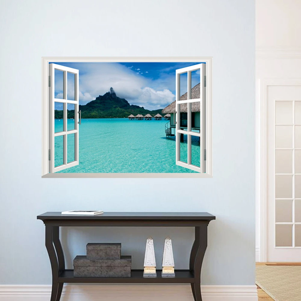 Wall Beach Vinyl Decal Art Stickers Decor Window Home View 3d Sticker Removable Wall Beach Vinyl Decal Art Stickers Decor Window Home View 3d Sticker Removable