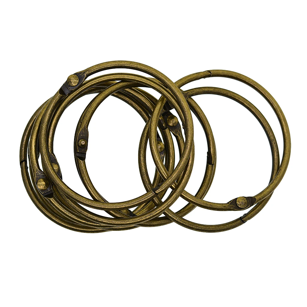 10 Pieces Round Shape Metal Paper Photo Album Book Loose Leaf Hinged Binder Ring Key Ring Keychain DIY Craft, Diameter 73mm