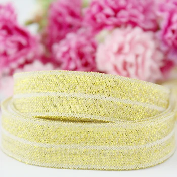 

20 yards 5/8'' 16mm golden fold over elastic velvet band glitter metallic ribbon for sewing