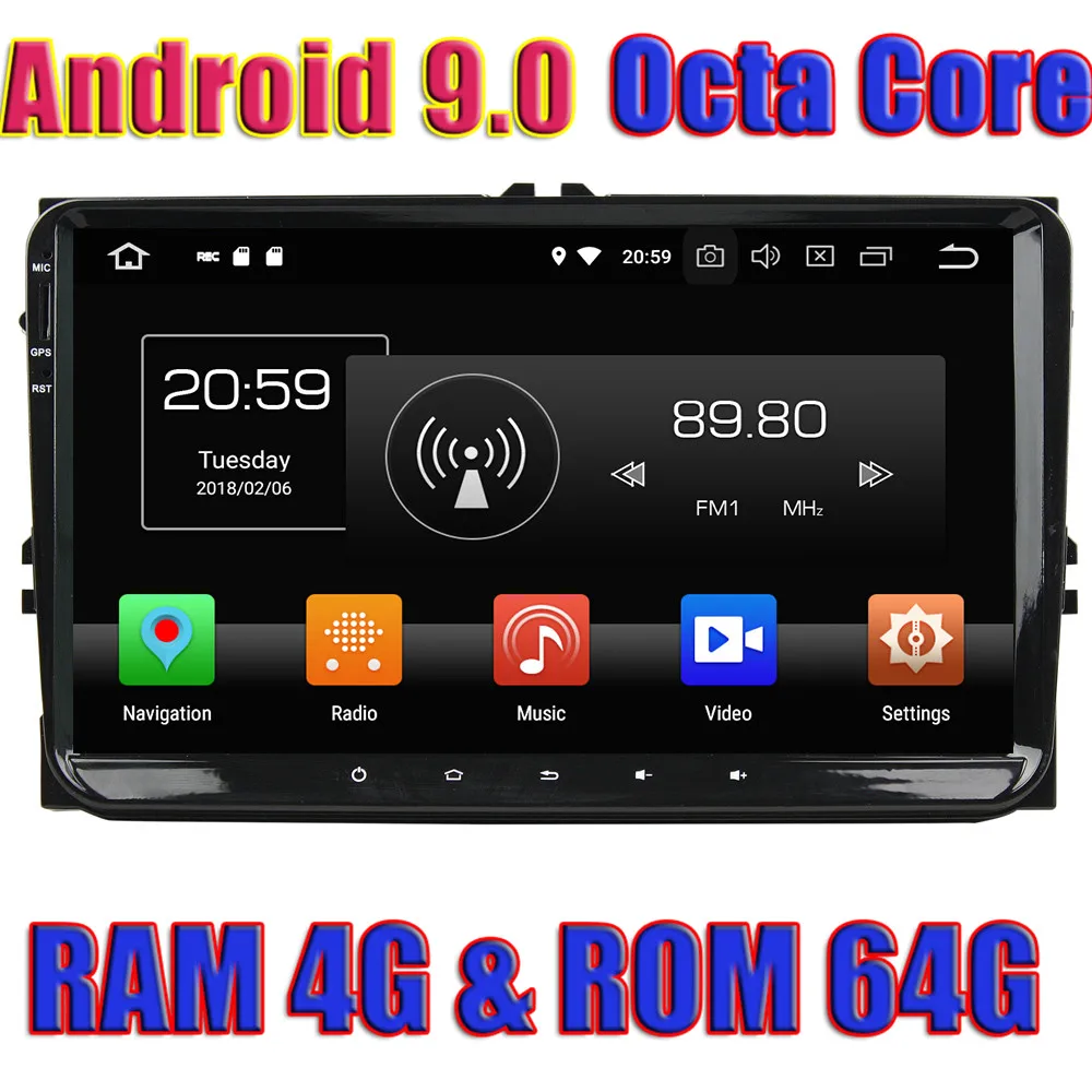 Автомобильный GPS навигатор wanобычно Android 9 0 для VW Universal/Caddy/Passat/ Sagitar/Tiguan/Touran/ Jetta/Seat/CC