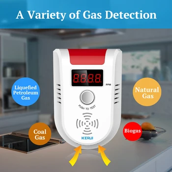 KERUI-Detector de GAS GLP GD13, alarma, pantalla LED Digital inalámbrica, Detector de fugas de Gas Combustible naturales para sistema de alarma de casa 2