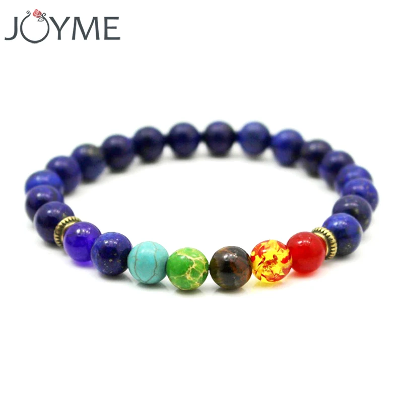 

Mens Beads Charm Bracelet Purple Colorful Black Lava Natural Stone Yoga Hologram 7 Chakra Bracelet For Women
