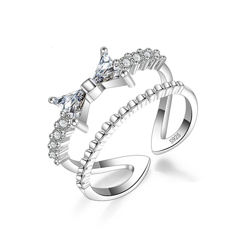 Женское кольцо из серебра 2018 пробы с микрозакрепкой фианитом|infinity ring|designer ringfashion