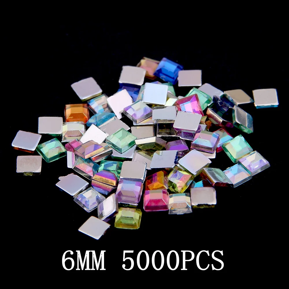

Nail Rhinestone FlatBack Square 6mm 5000pcs Bulk Bag For Crafts Scrapbooking DIY Clothes Nail Art Decoration