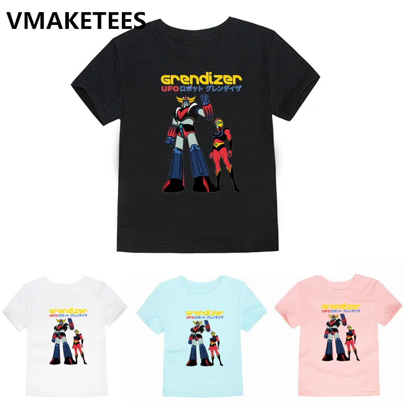 Футболка с принтом робот и Grendizer для мальчиков девочек летние детские топы