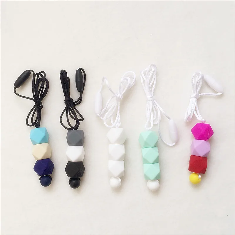 

50pcs/lot BPA Free DIY Silicone Baby Pacifier Dummy Teething Necklace Silicone Hexagon Beads Soother Nursing Teether Jewelry