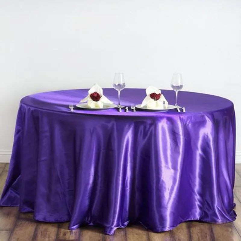 

1PC Round Satin Table Cover Satin Table Cloth Wedding Table Cover For Holiday Home Party Event Hotel Decoration