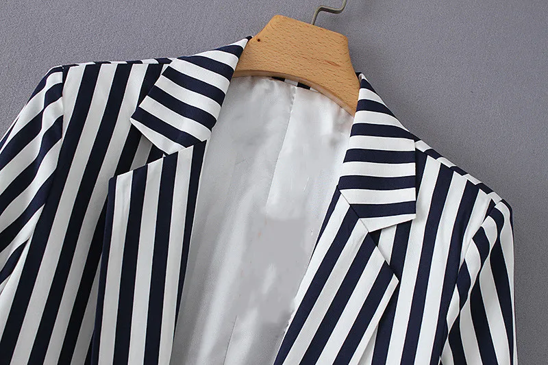 Mr.nut Korean fashion striped casual women's suit jacket  Office Lady  women blazers and jackets