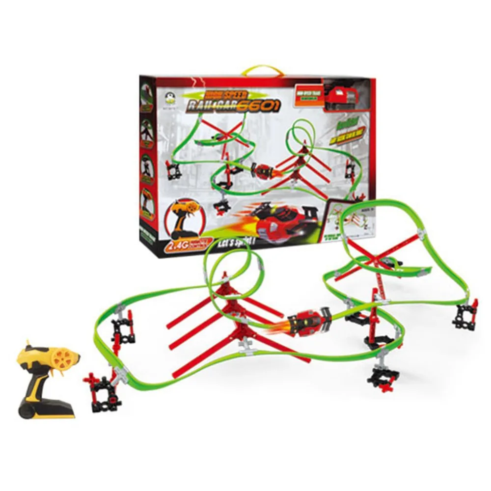 

DIY Children Track Toy Assemble Electric Track Top Speed Racing Remote Control Green Track Toys for CHildren Kids Birthday Gift