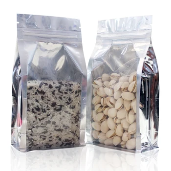

50pcs stand up pouch yin&yang clear&aluminizing zip lock bags reusable spice powder packaging food Storage tea candy party bag
