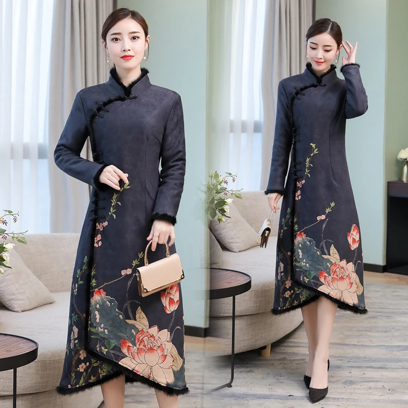 Qipao традиционное китайское восточное платье женское cheongsam сексуальное